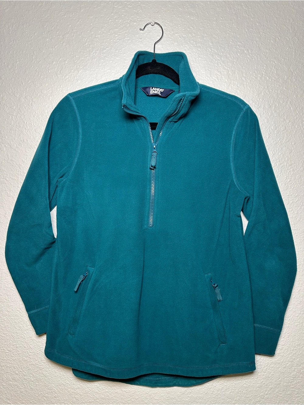 Lands' End // Women's Teal Turquoise Quarter-Zip Fleece Pullover Size: S/P 6-8